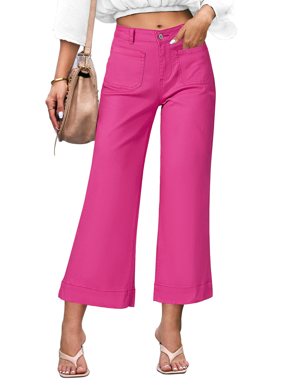 luvamia Wide Leg Jeans for Women Trendy High Waisted Crop Flare Jeans Pants