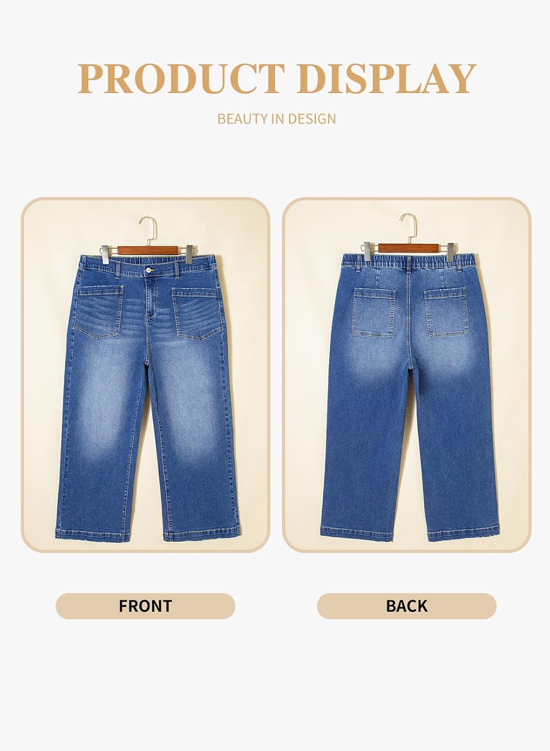 Eytino Plus Size Jeans for Women High Waisted Wide Leg Jeans Trendy Baggy Loose Stretchy Denim Pants with Pockets(1X-5X)