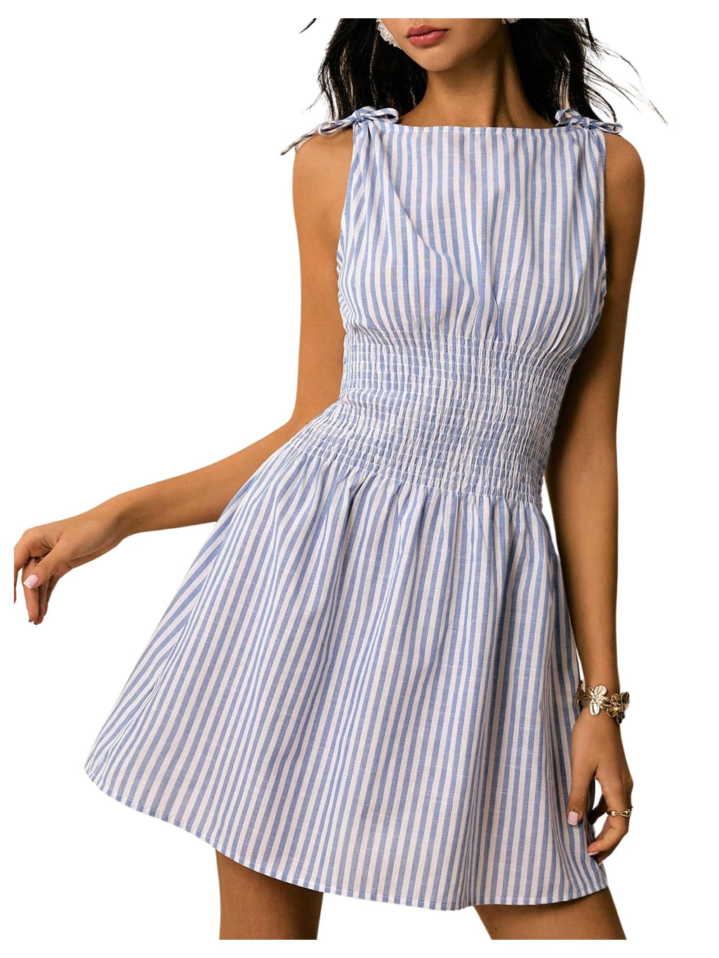 Floerns Women's Gingham A Line Dress Mini Checkered Elegant Dresses