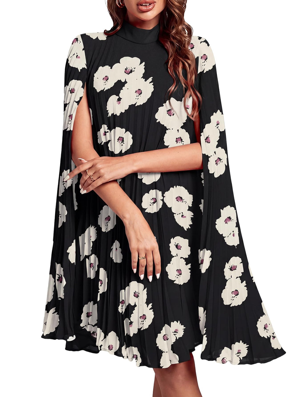 Rooscier Women's Cloak Sleeve Party Midi Dress