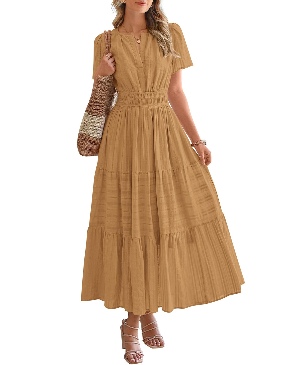 BTFBM Womens Summer 2026 Casual Maxi Dresses Lightweight Short Sleeve Dress