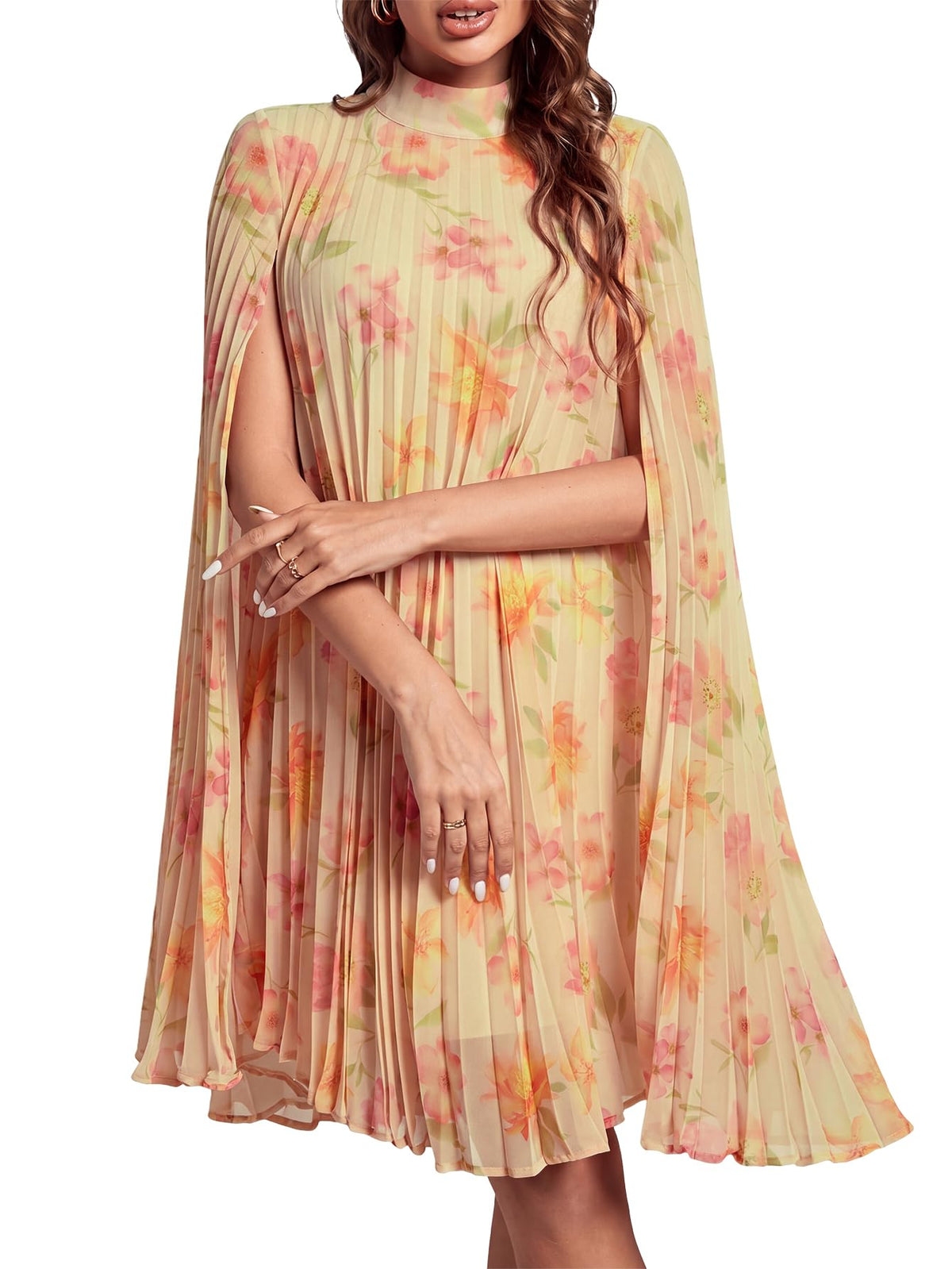 Rooscier Women's Cloak Sleeve Party Midi Dress