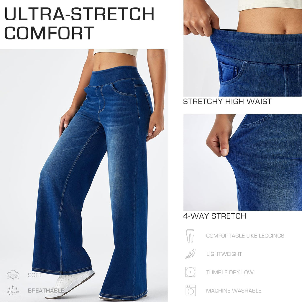 Women's High Rise Wide Leg Jeans Comfort