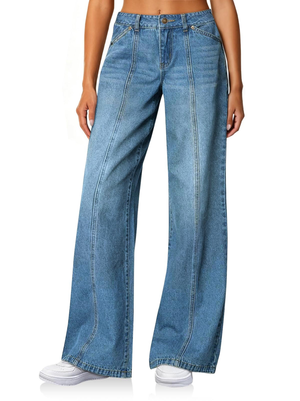 Cicy Bell Womens Wide Leg Jeans High Waisted Stretchy Baggy Denim Pants