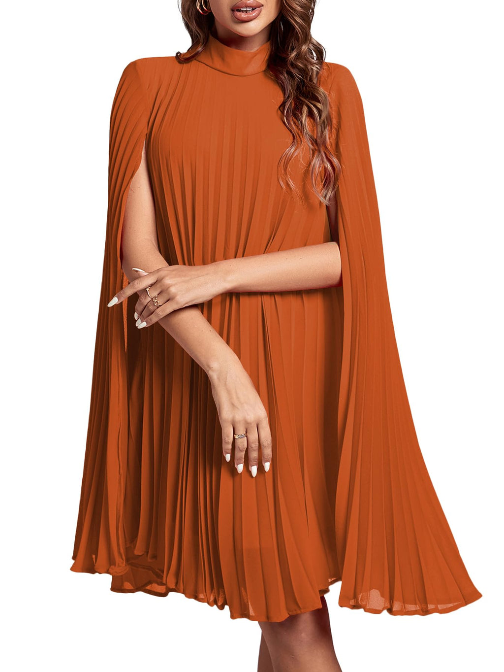 Rooscier Women's Cloak Sleeve Party Midi Dress