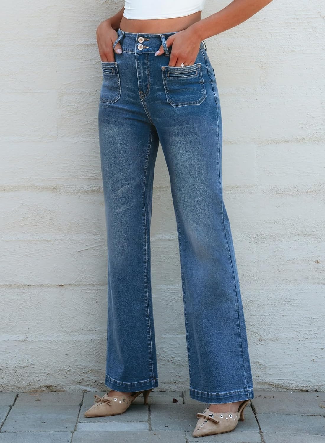 Sidefeel Women's Wide Leg Jeans High Waisted Denim Pants