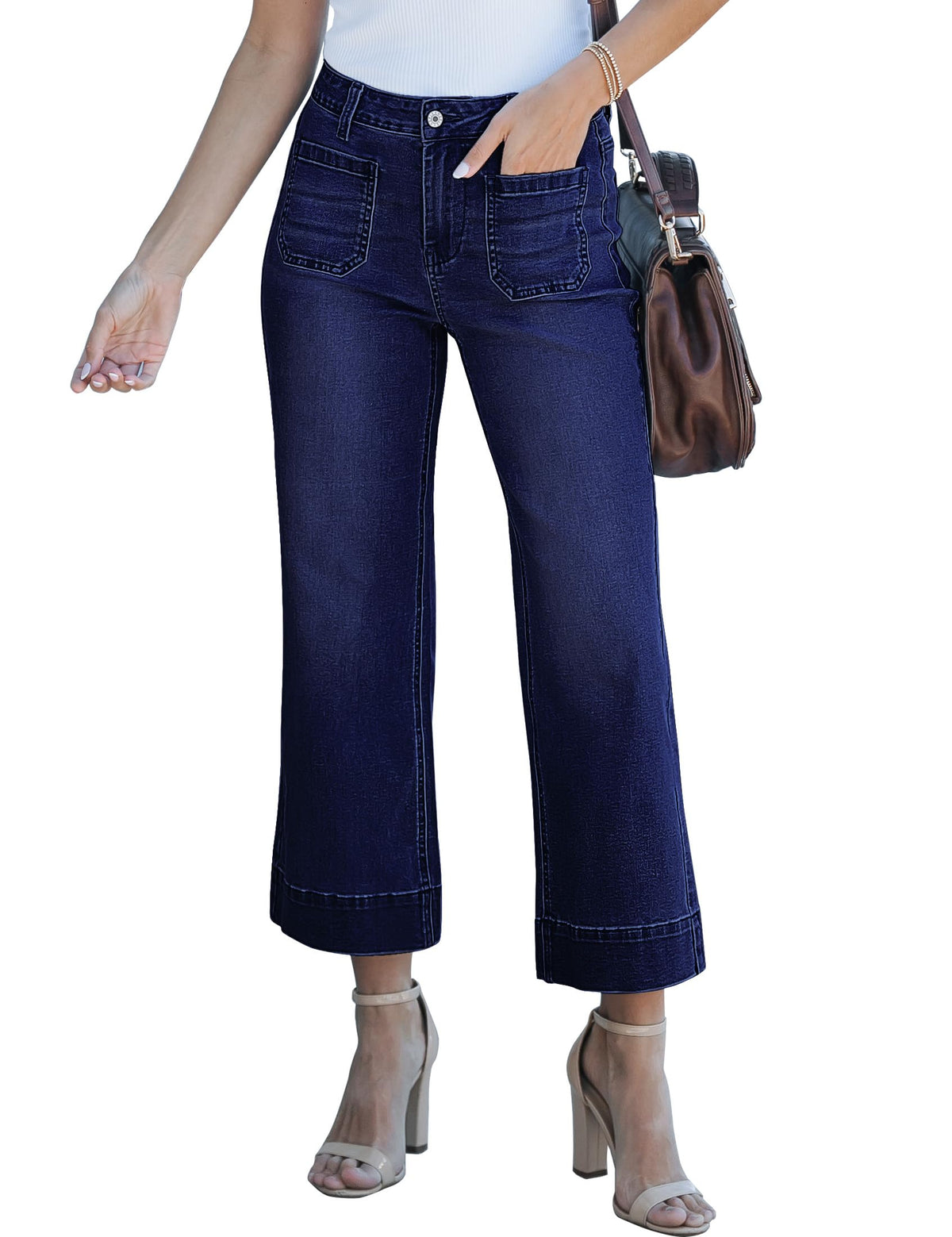 luvamia Wide Leg Jeans for Women Trendy High Waisted Crop Flare Jeans Pants