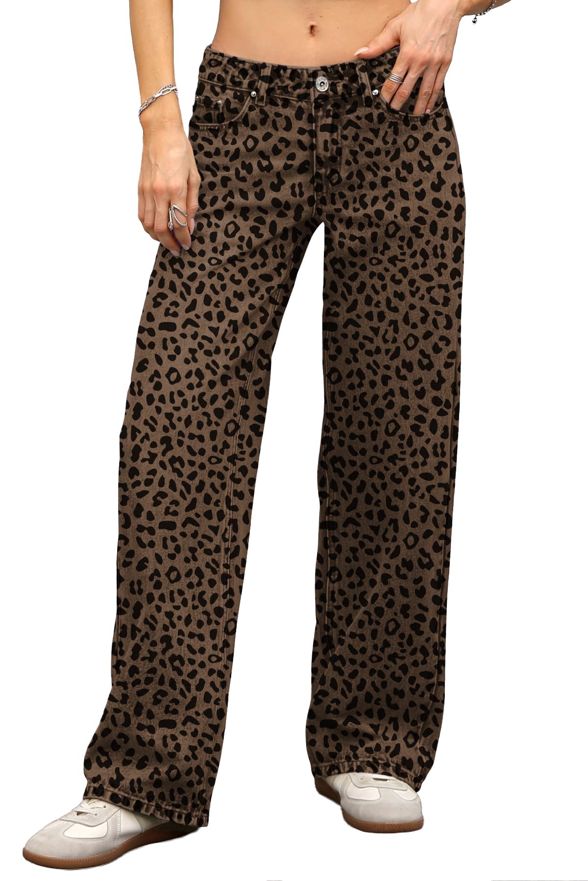 ELLEVEN Low Rise Baggy Jeans for Women, Straight Leg Denim Pants