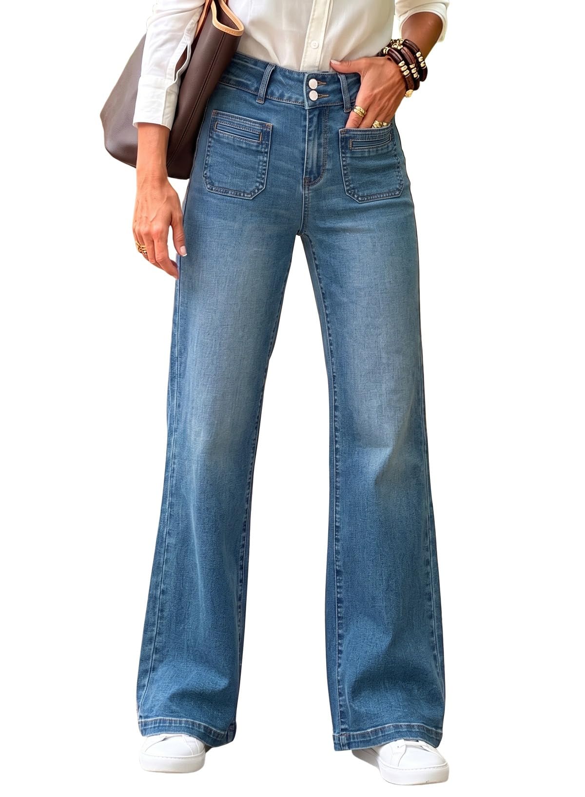 Sidefeel Women's Wide Leg Jeans High Waisted Denim Pants