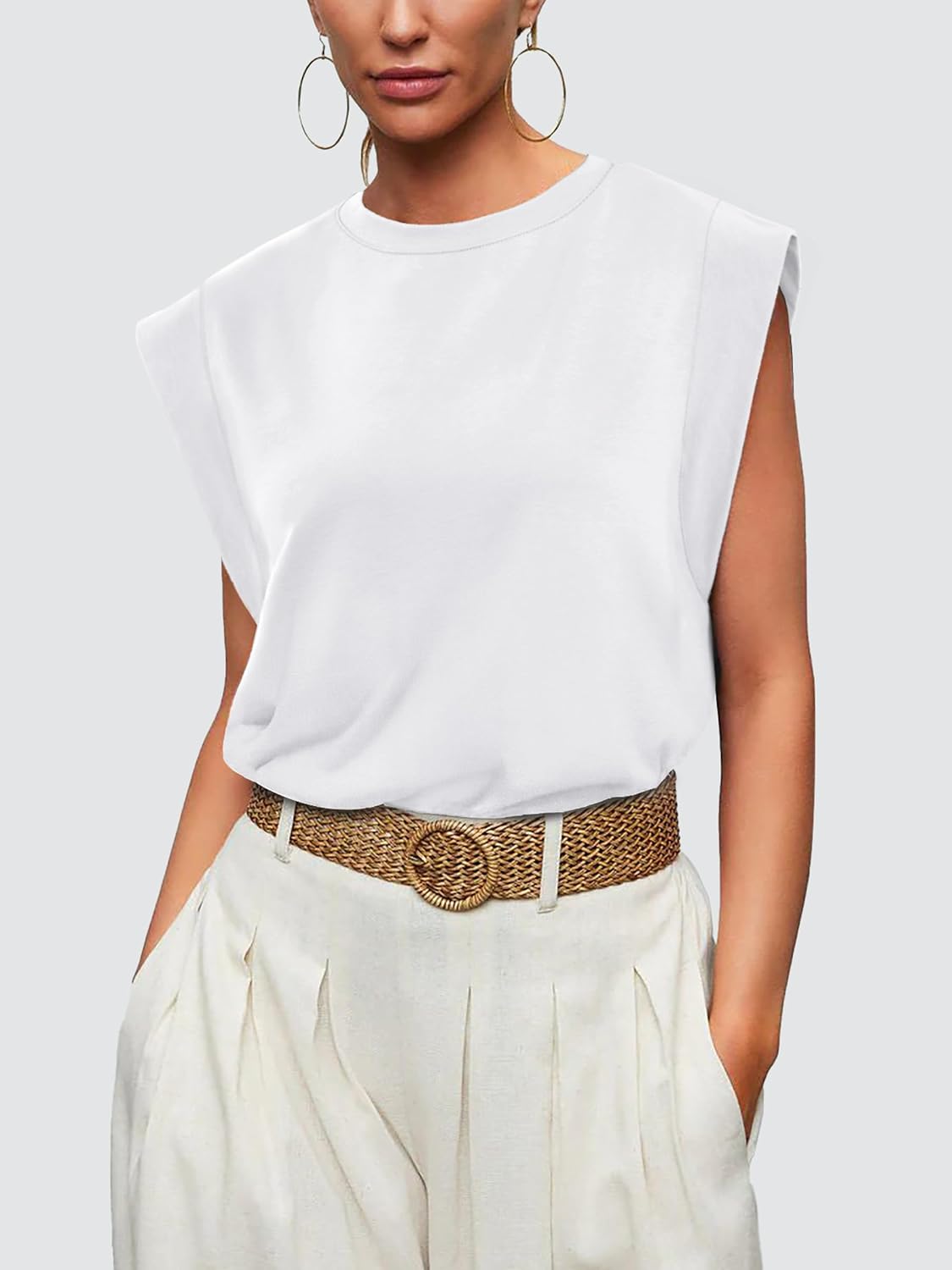 WIHOLL Cap Sleeve Tops for Women Summer Top Basic Tee Shirts Business Casual Tank Loose Fit 2026 Fashion