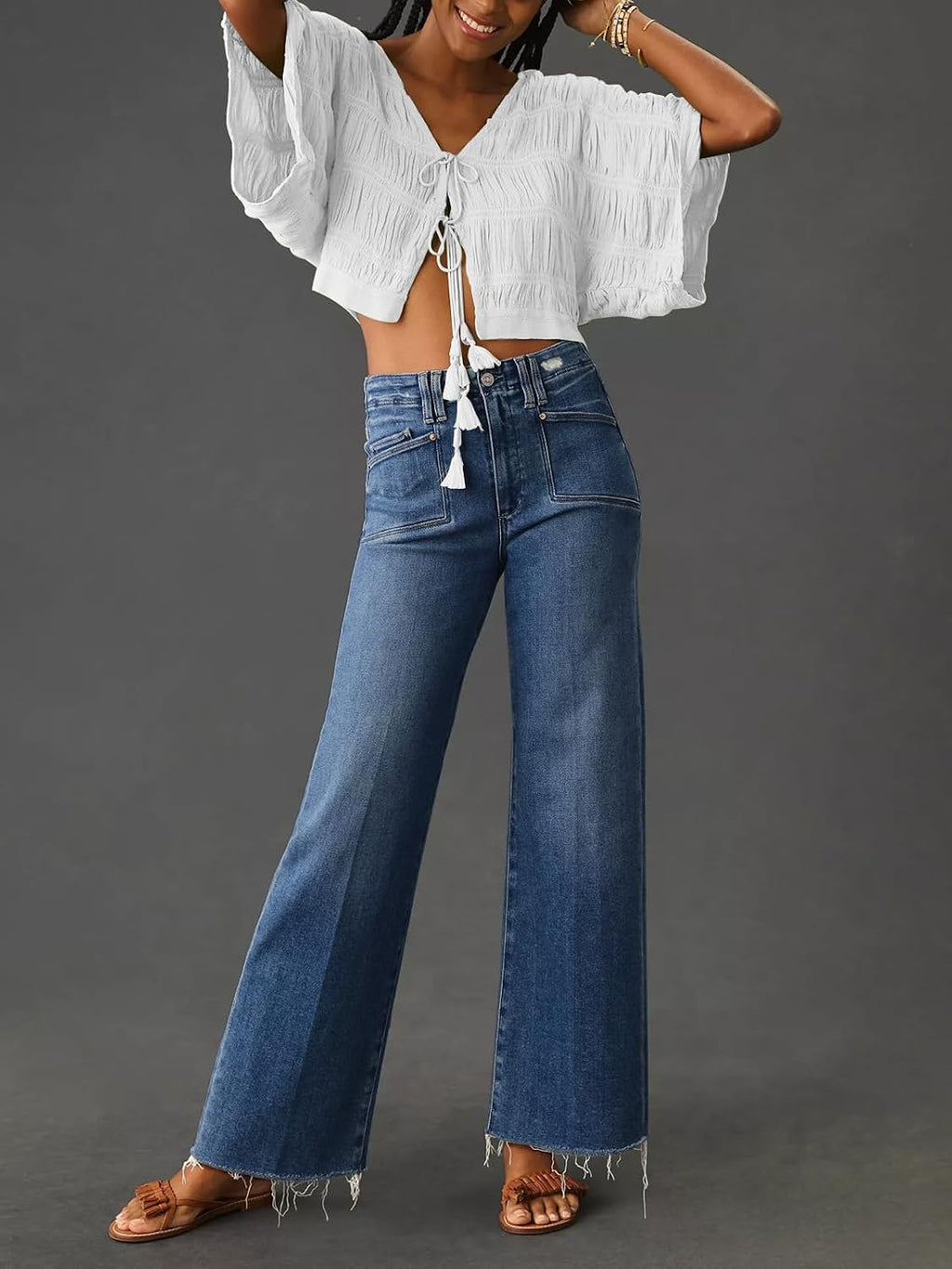 KUNMI Jeans for Women Wide Leg Baggy High Waist Boyfriends Straight Leg Stretchy Denim Pants Trendy Fall 2026