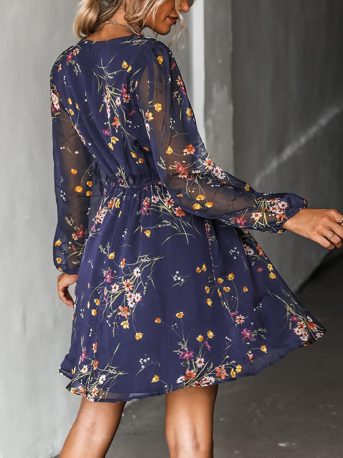 CUPSHE Womens Fall Floral Dress Boho Vacation Mini Wedding Guest Dresses