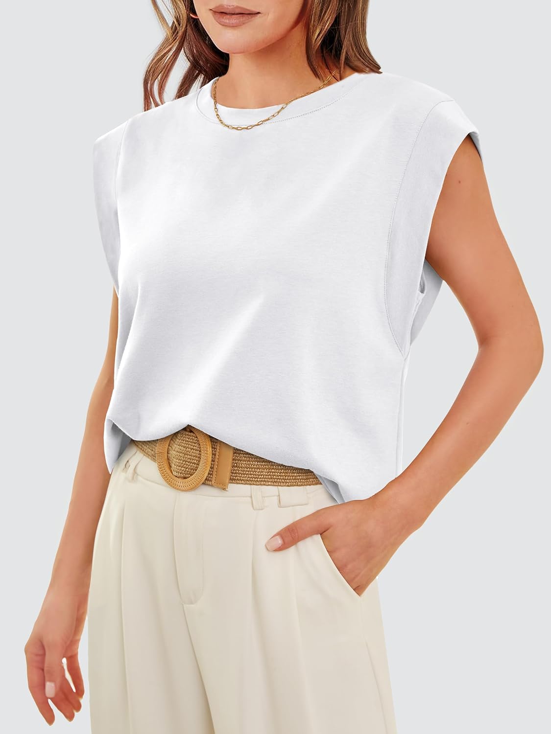 WIHOLL Cap Sleeve Tops for Women Summer Top Basic Tee Shirts Business Casual Tank Loose Fit 2026 Fashion