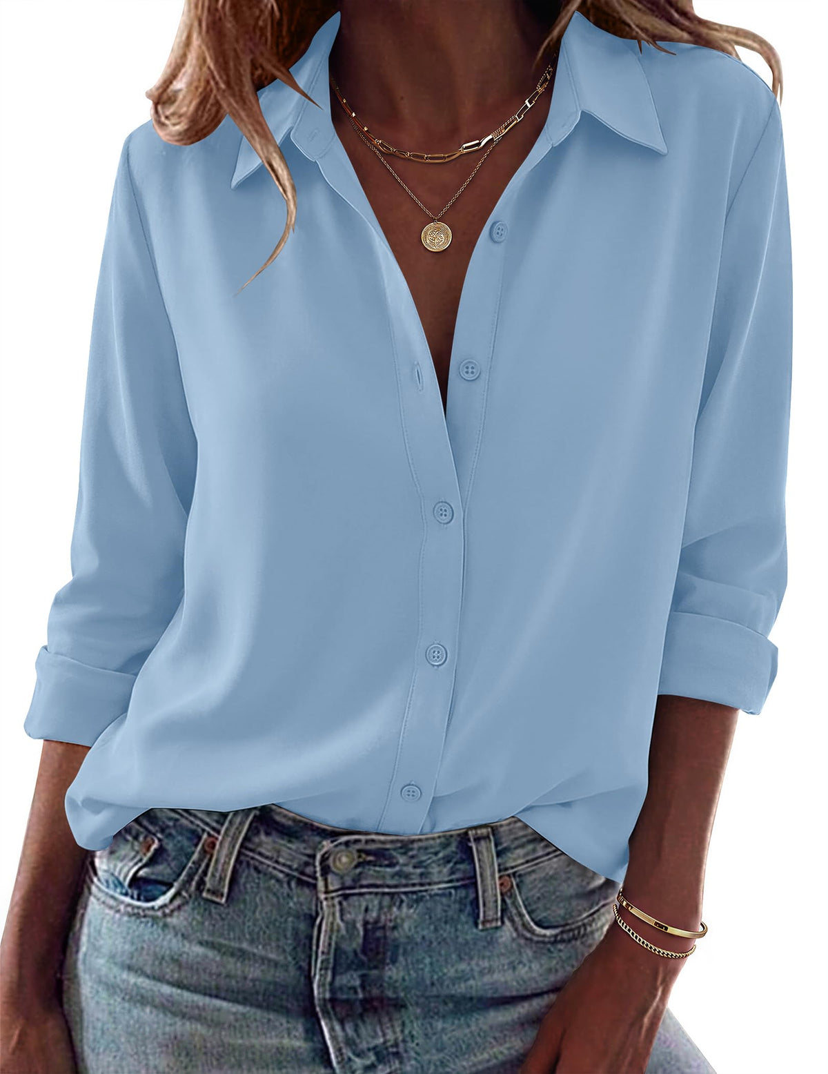 Zeagoo Blouses for Women Dressy Casual Long Sleeve Button Down Shirts Tops