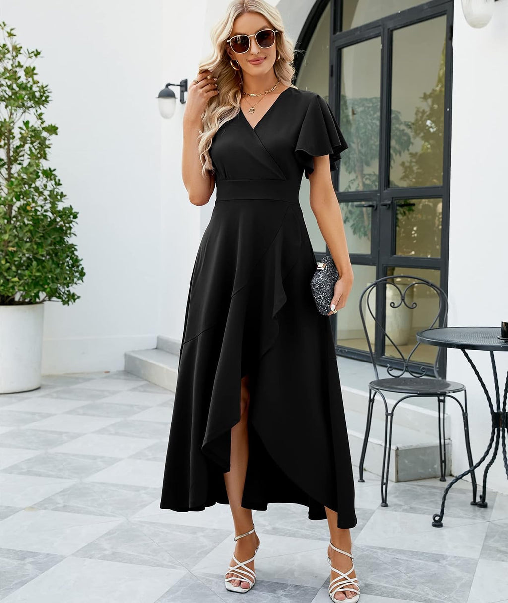 ZZV Formal Dresses for Women Gowns Evening V Neck Wedding Guest Dresses