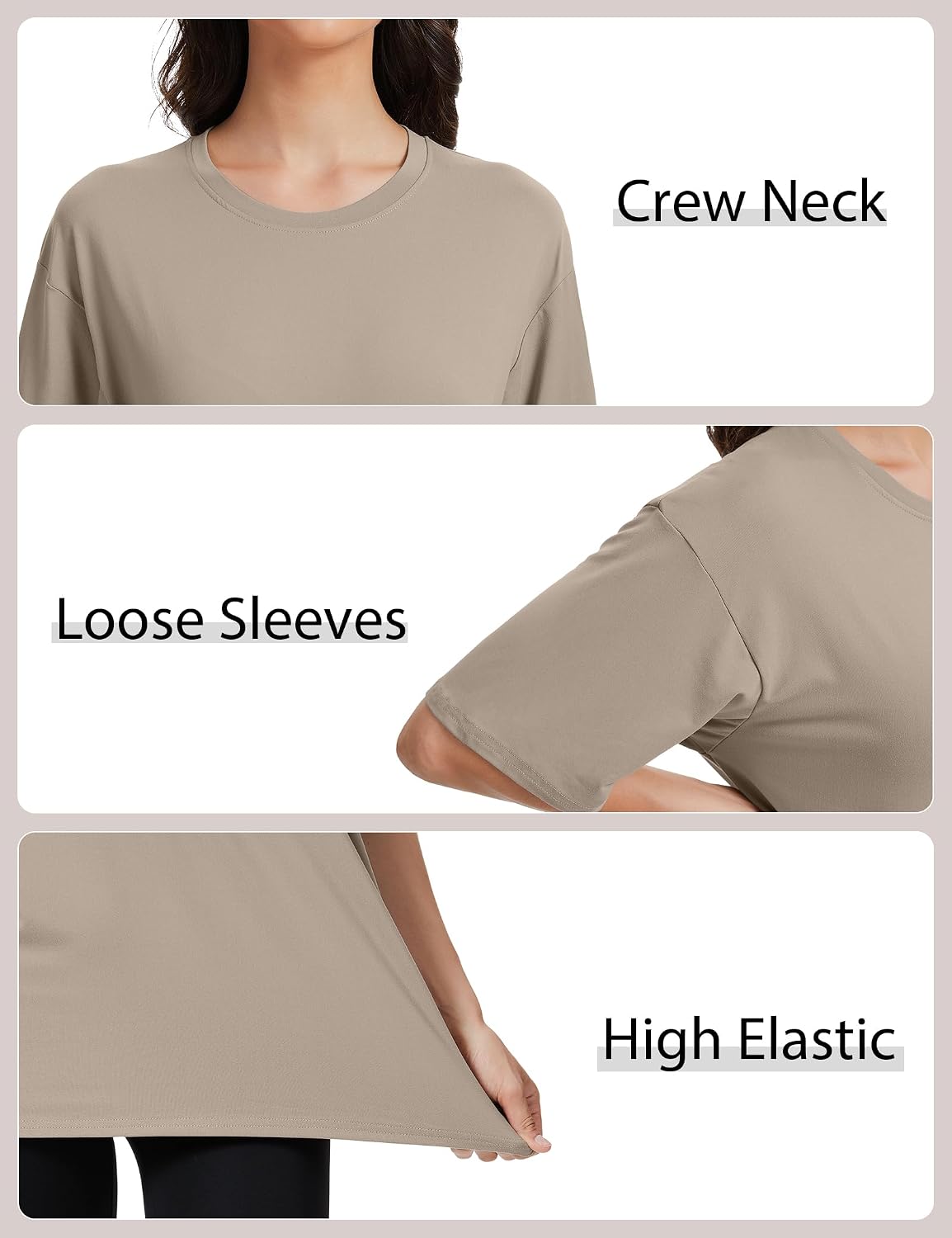 Kinglaman 5 Pack Womens Oversized T Shirts Workout Short Sleeve Summer Tops