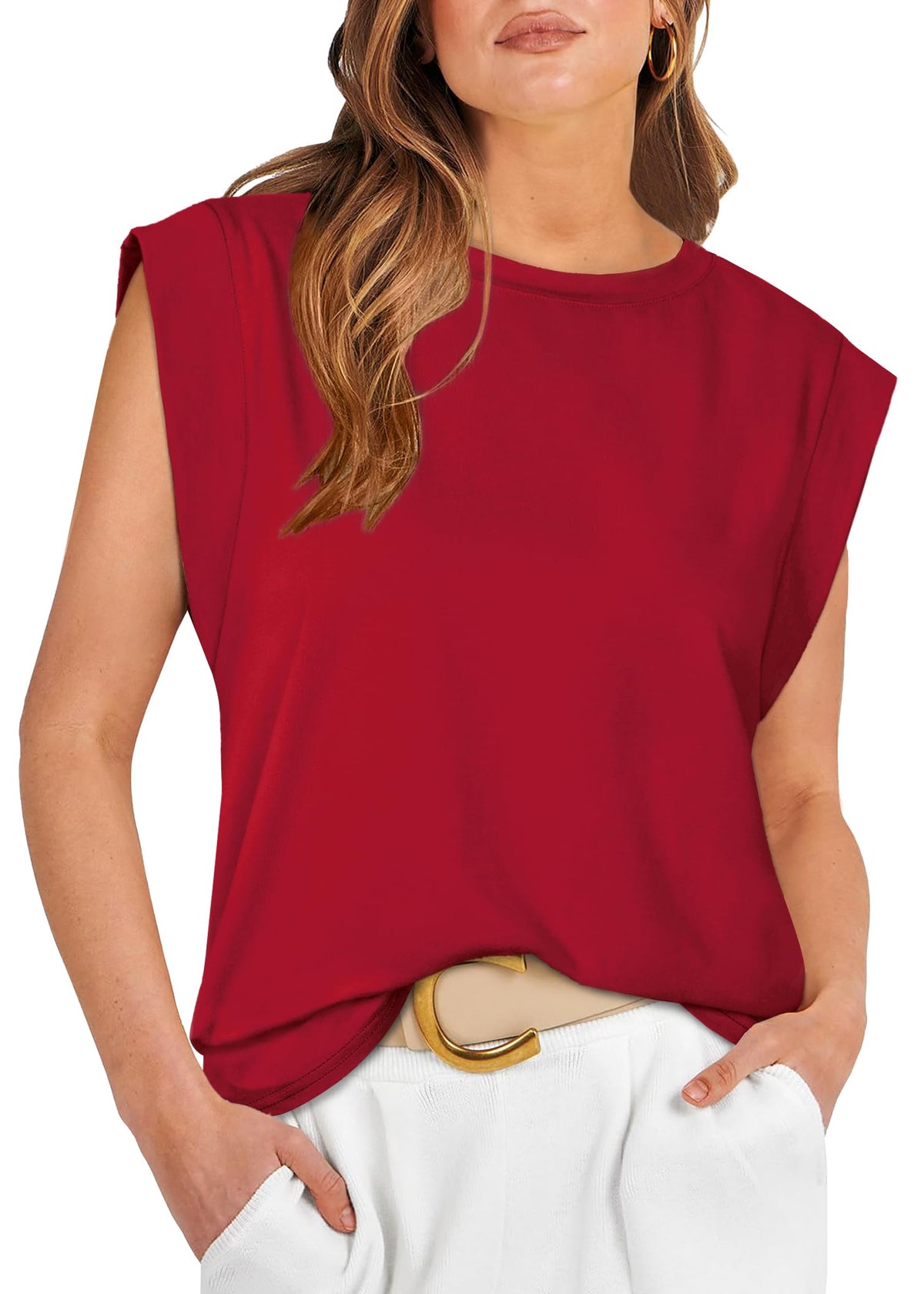 WIHOLL Cap Sleeve Tops for Women Summer Top Basic Tee Shirts Business Casual Tank Loose Fit 2026 Fashion