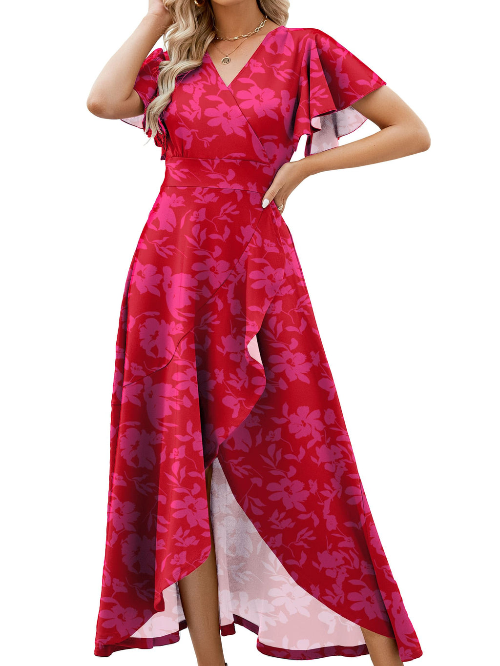 ZZV Formal Dresses for Women Gowns Evening V Neck Wedding Guest Dresses