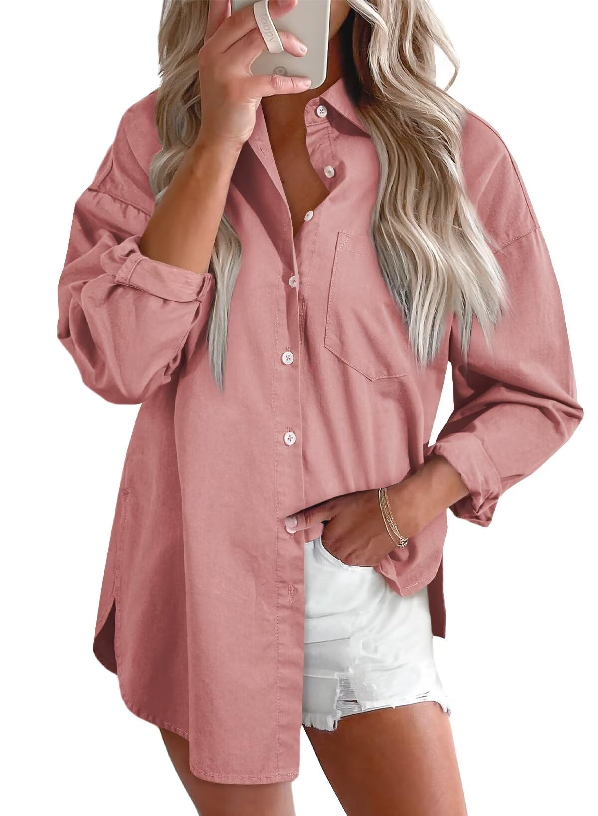 Astylish Women Denim Shirts Button Down Blouse Tops