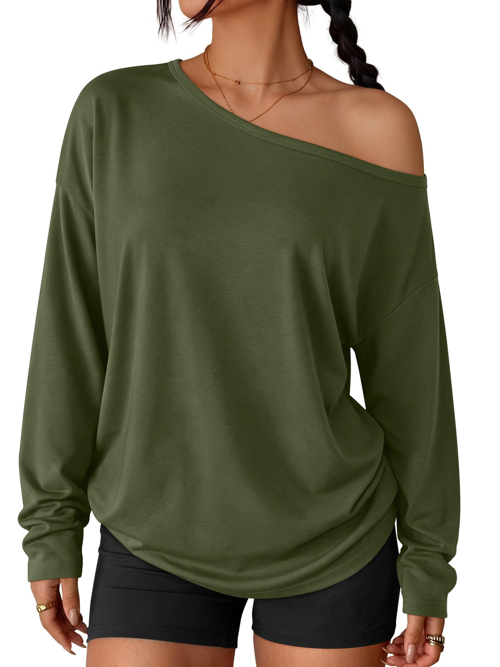 Trendy Queen Womens Off The Shoulder Oversized Tops