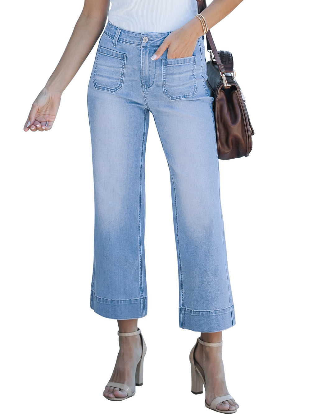 luvamia Wide Leg Jeans for Women Trendy High Waisted Crop Flare Jeans Pants