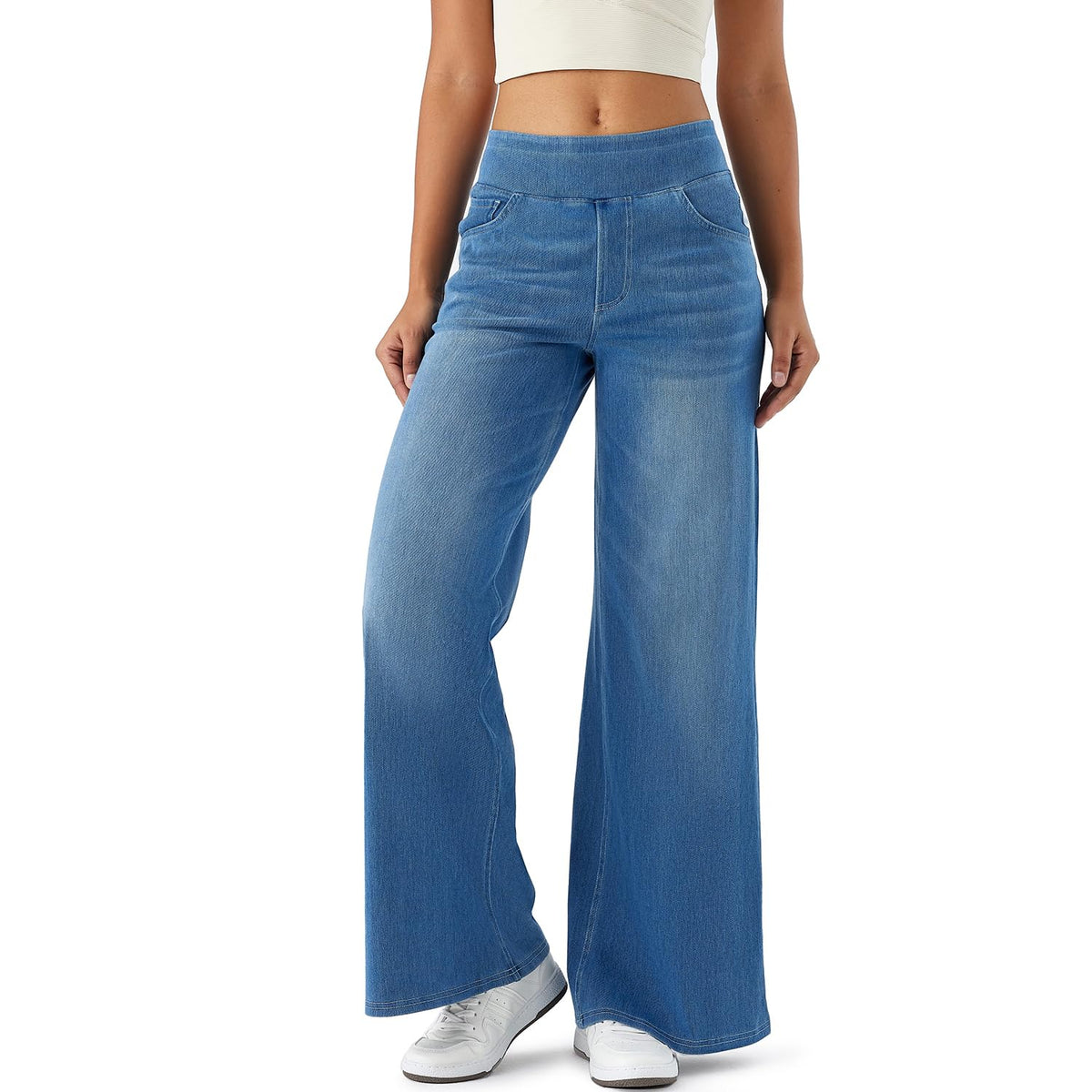 Women's High Rise Wide Leg Jeans Comfort