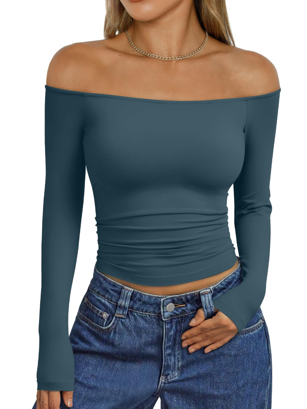 Trendy Queen Womens Off The Shoulder Tops Going Out Basic Sexy T Shirts