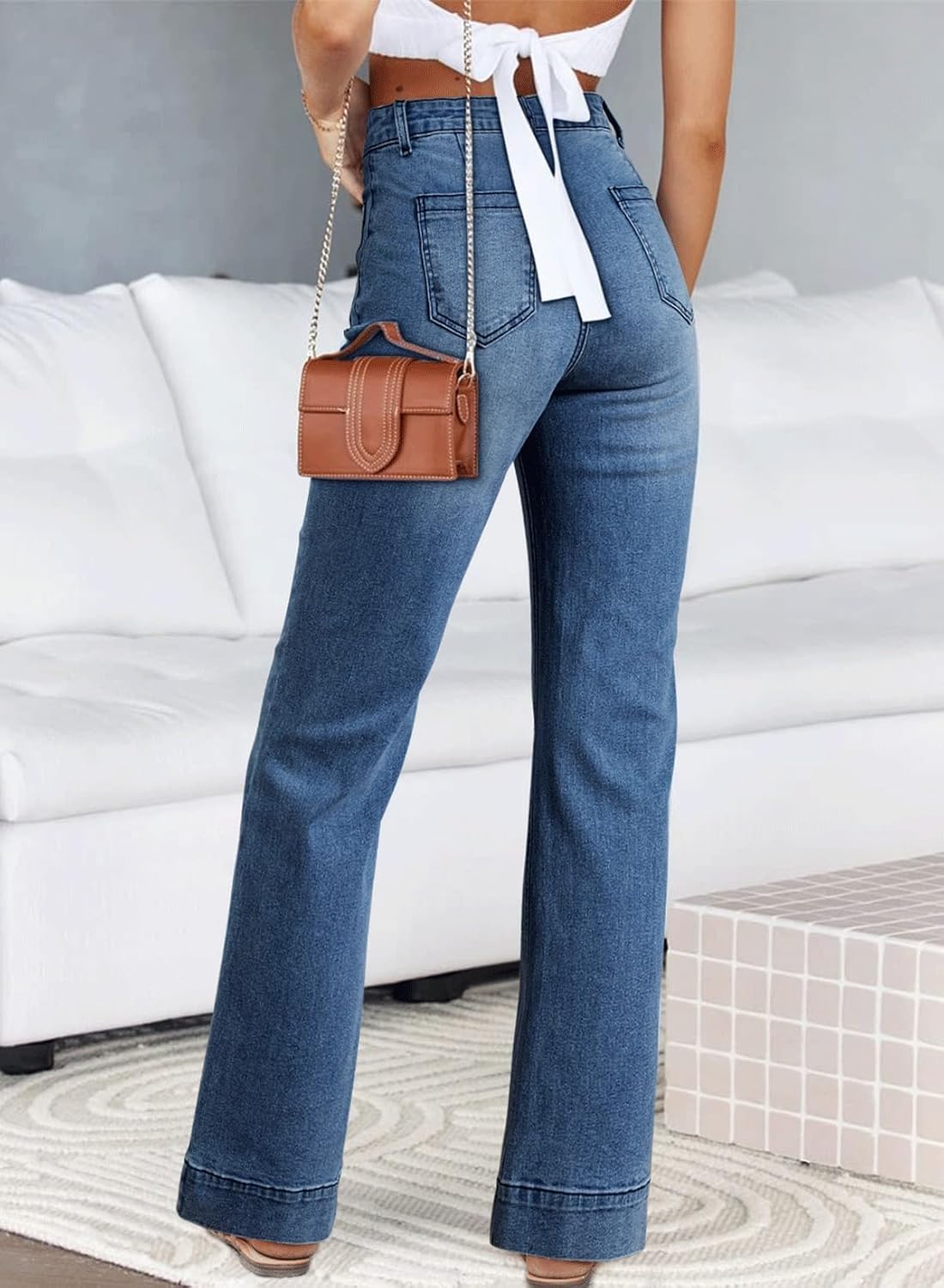 Astylish Women's Wide Leg Jeans High Waisted Denim Pants