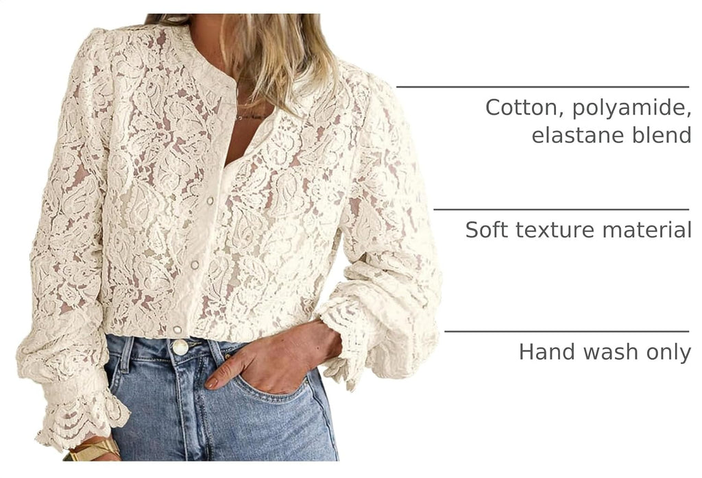 PRETTYGARDEN Women's Fall Trendy Long Sleeve Lace Tops