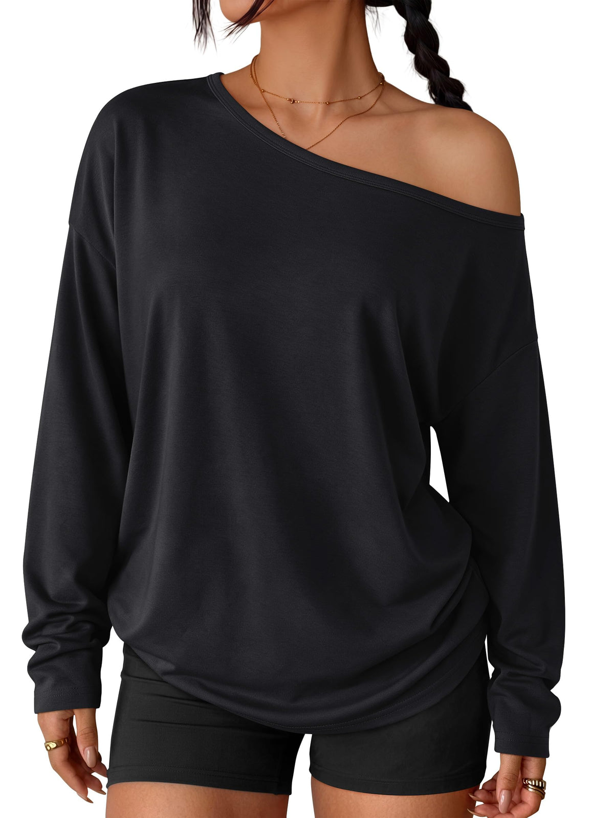 Trendy Queen Womens Off The Shoulder Oversized Tops