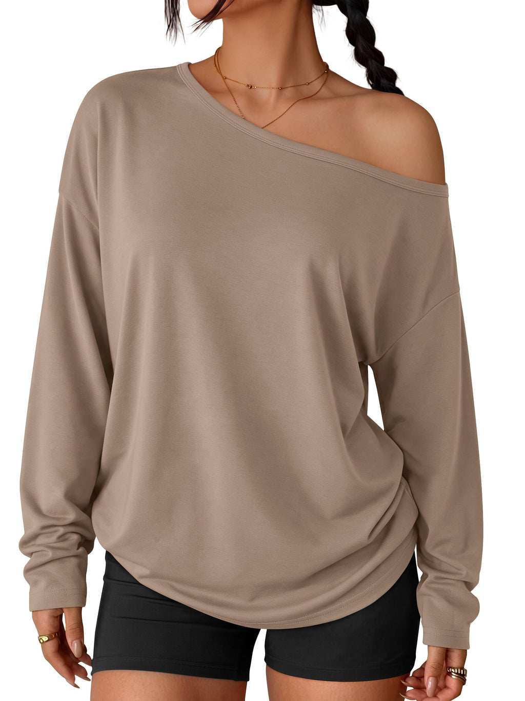 Trendy Queen Womens Off The Shoulder Oversized Tops