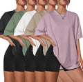 Kinglaman 5 Pack Womens Oversized T Shirts Workout Short Sleeve Summer Tops