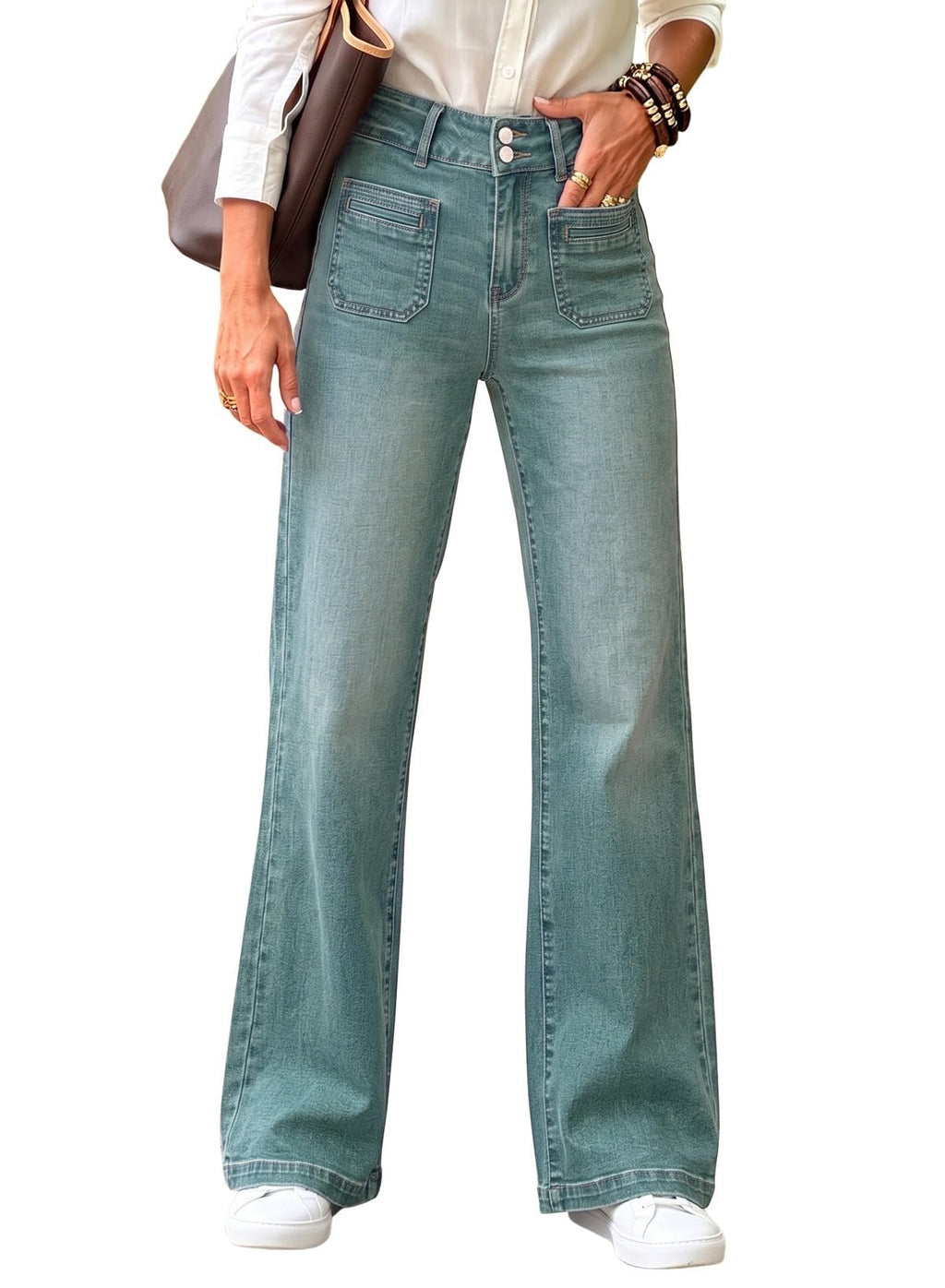 Sidefeel Women's Wide Leg Jeans High Waisted Denim Pants