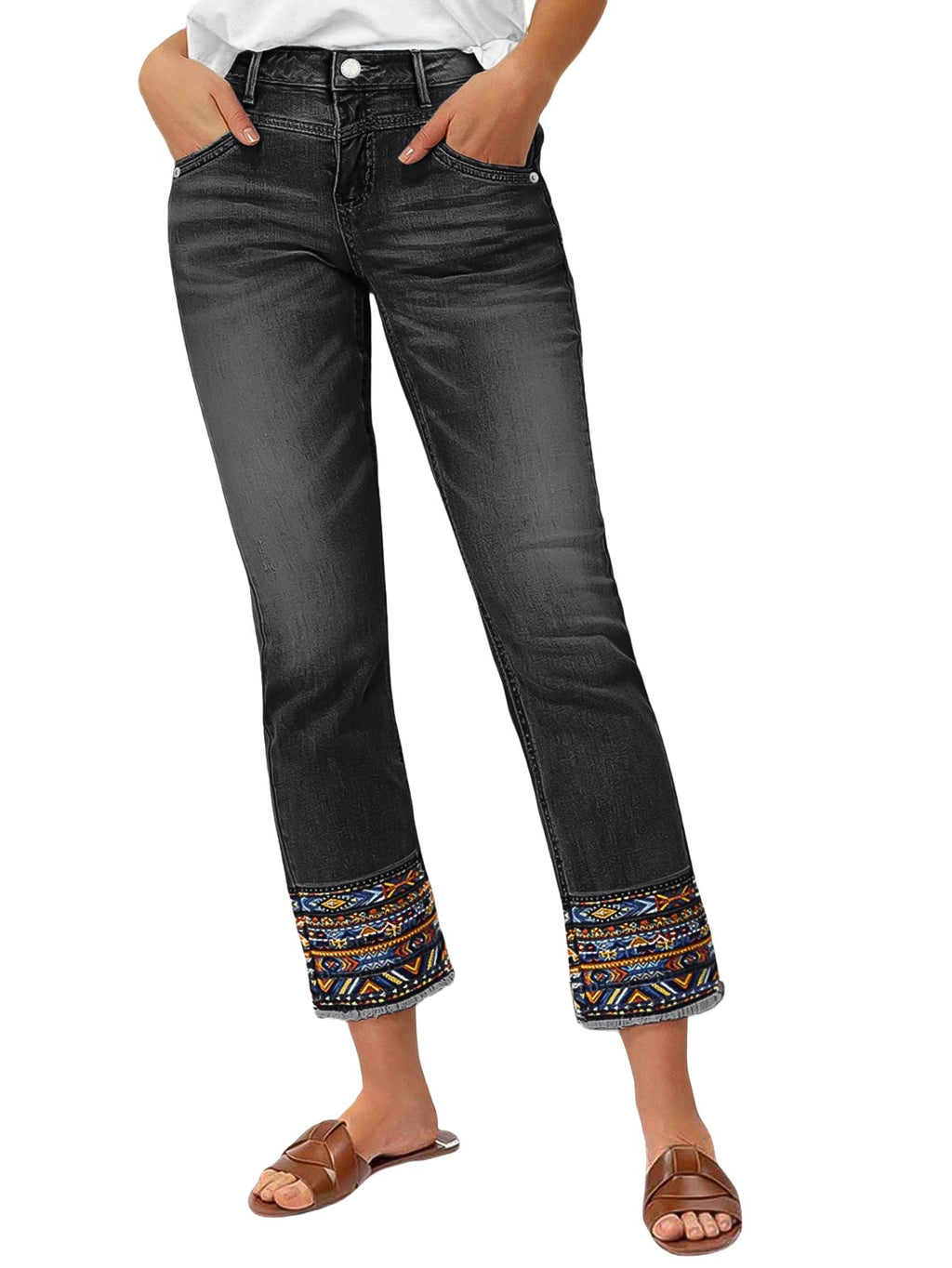 Flamingals Straight Leg Cropped Jeans for Women