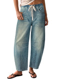 Sipaya Barrel Jeans Women Boyfriend Baggy Jeans Y2K Mid Rise Cropped Pants