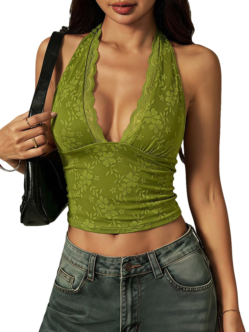 BEAUDRM Women's Going Out Tops Y2k Lace Halter Top Country Concert Outfits