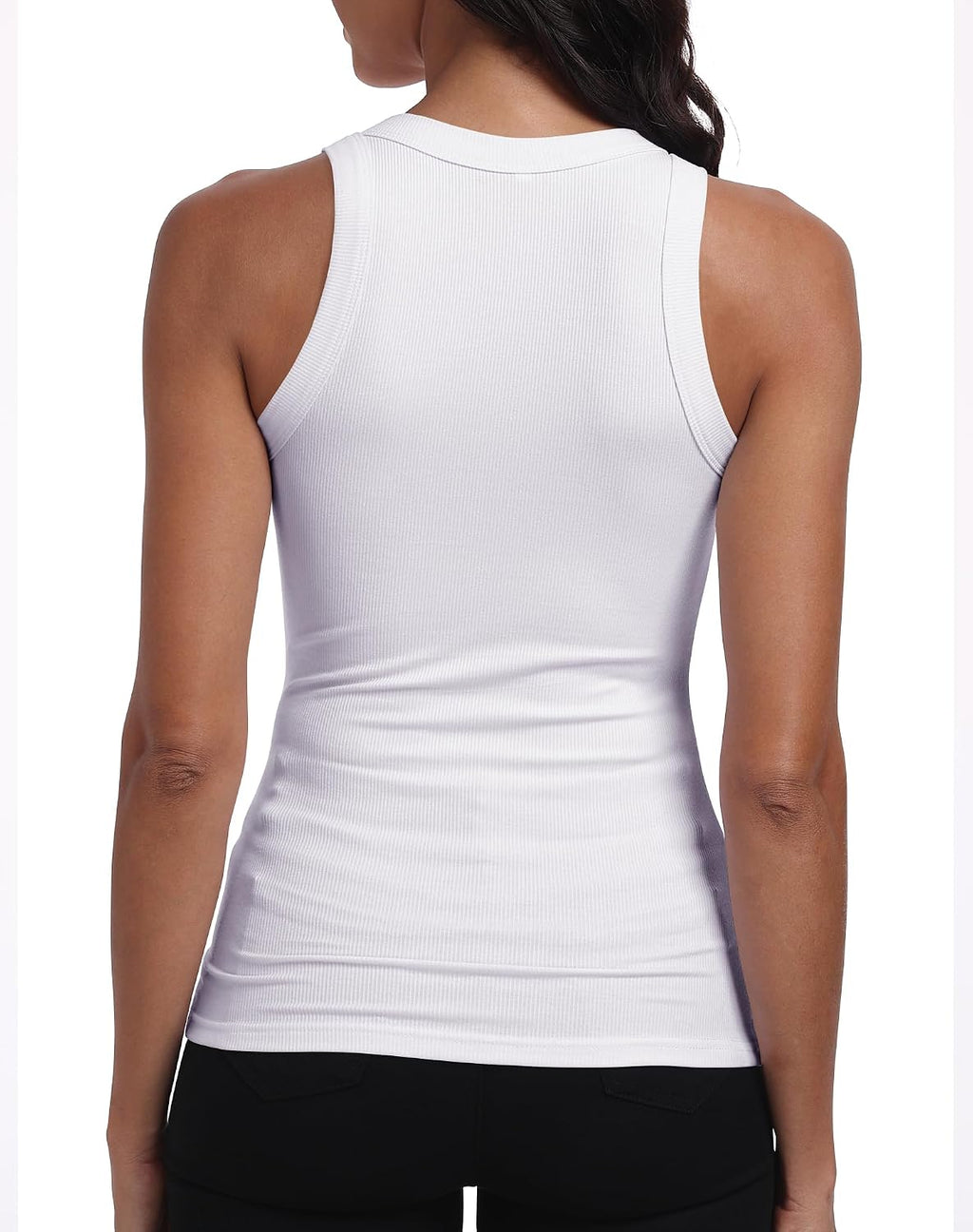 GEMBERA Womens Sleeveless Racerback High Neck Casual Basic Cotton Ribbed Fitted Tank Top