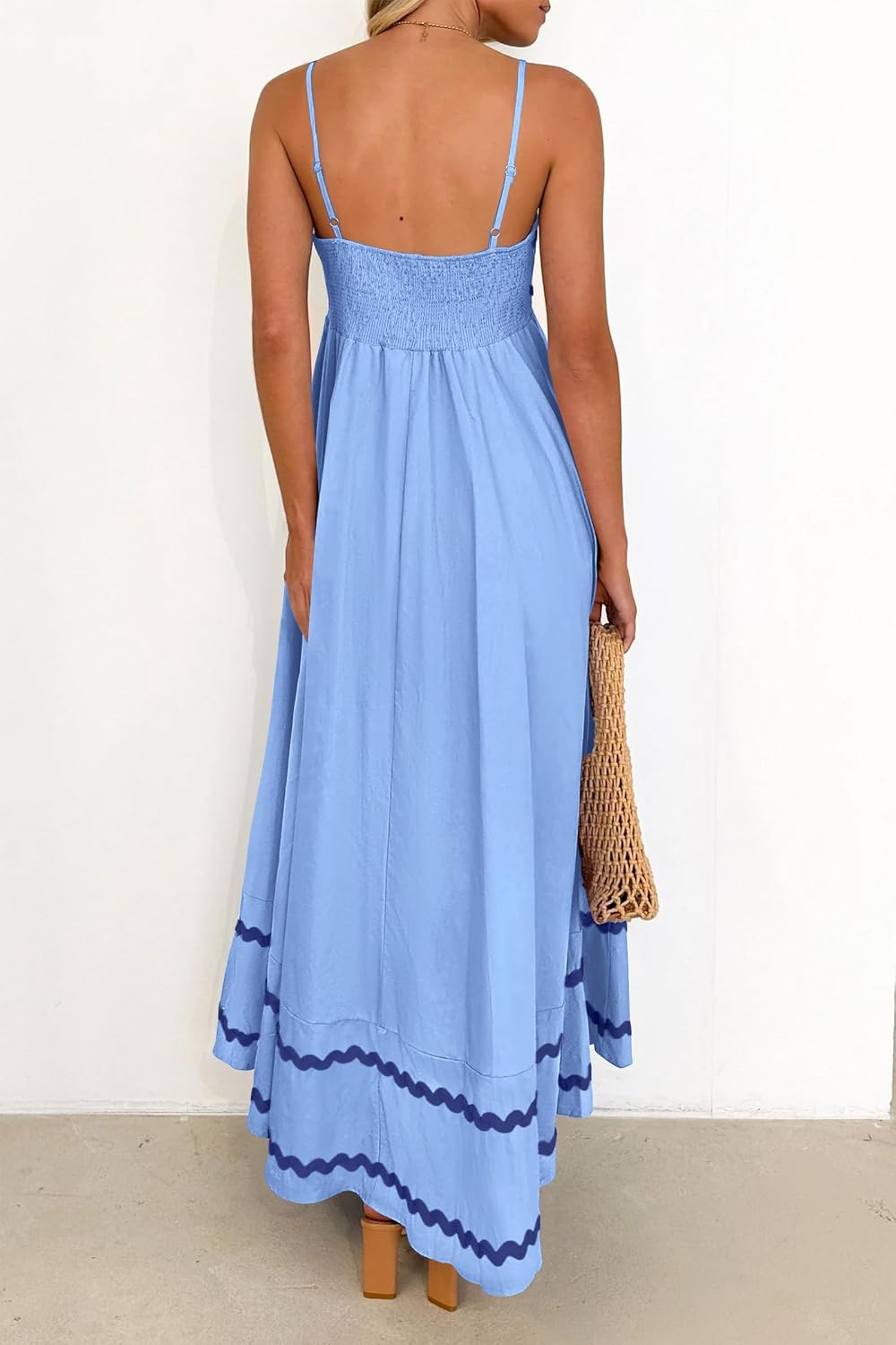 PRETTYGARDEN Women's Summer Spaghetti Strap Boho Maxi Dress
