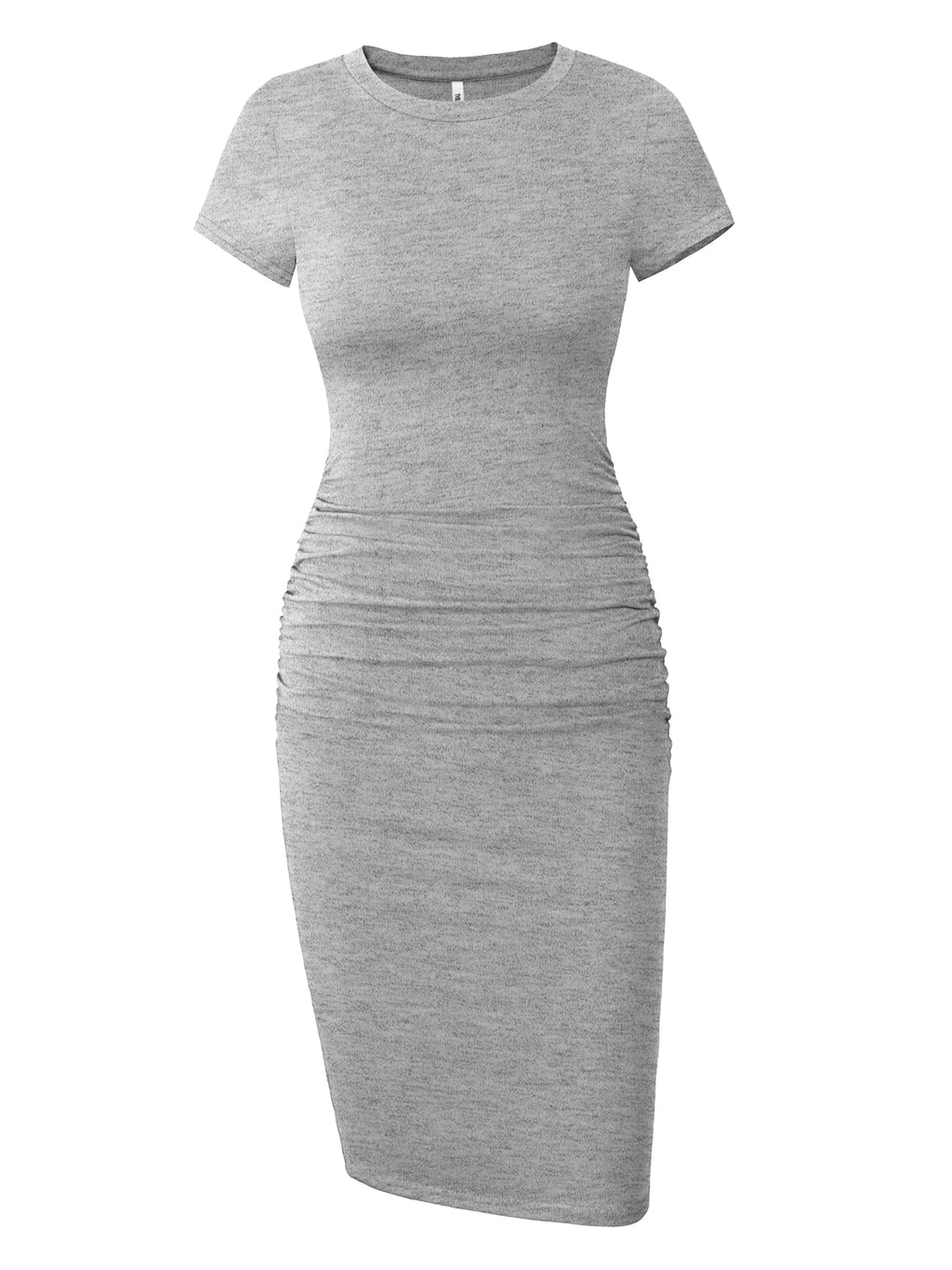 Missufe Women's Short Sleeve Ruched Casual Sundress Midi Bodycon T Shirt Dress