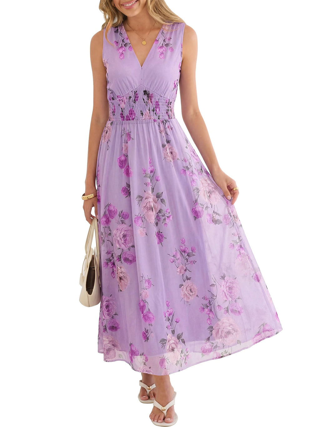 ANRABESS Women's Floral Tulle Wedding Guest Maxi Dress
