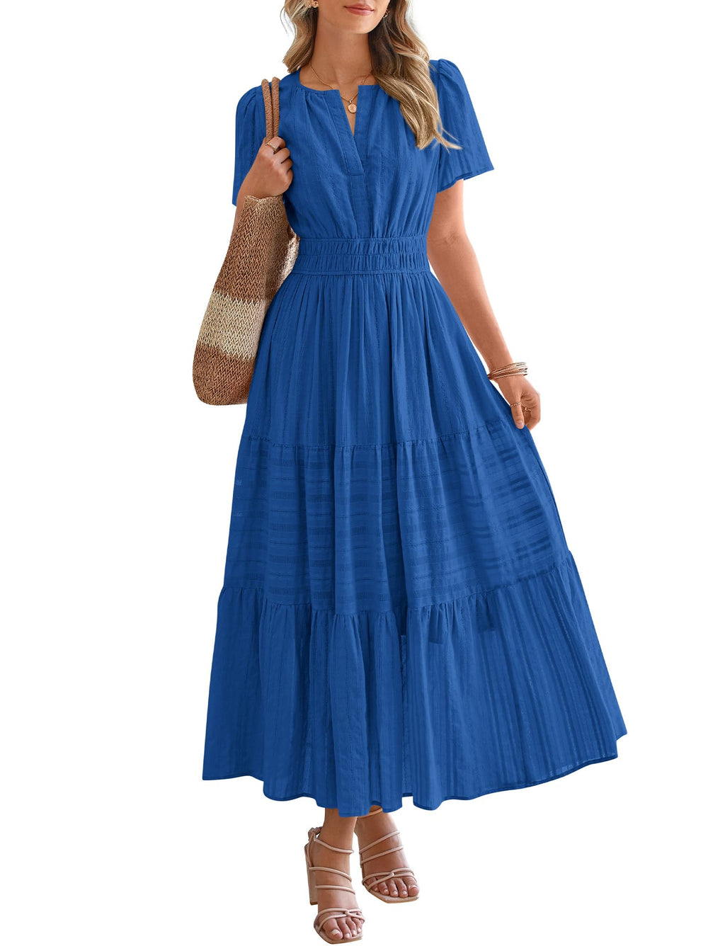 BTFBM Womens Summer 2026 Casual Maxi Dresses Lightweight Short Sleeve Dress