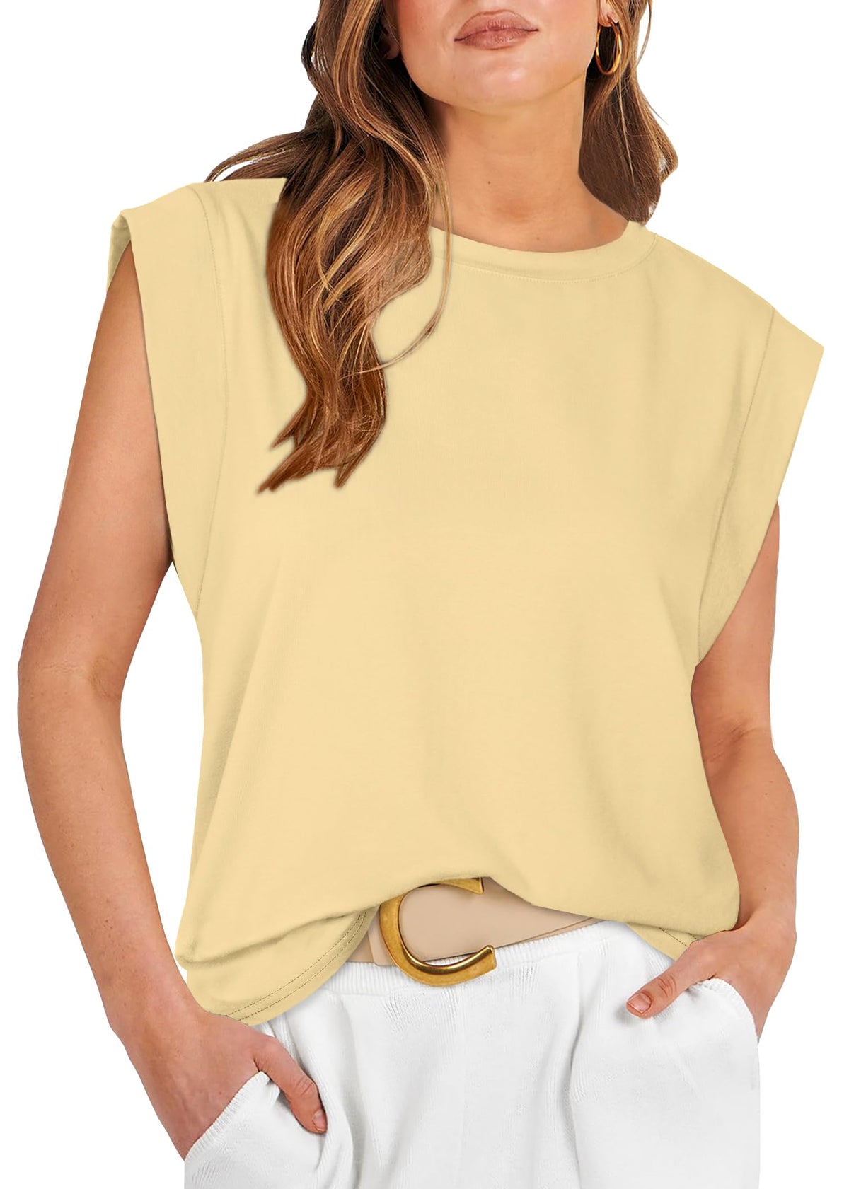 WIHOLL Cap Sleeve Tops for Women Summer Top Basic Tee Shirts Business Casual Tank Loose Fit 2026 Fashion