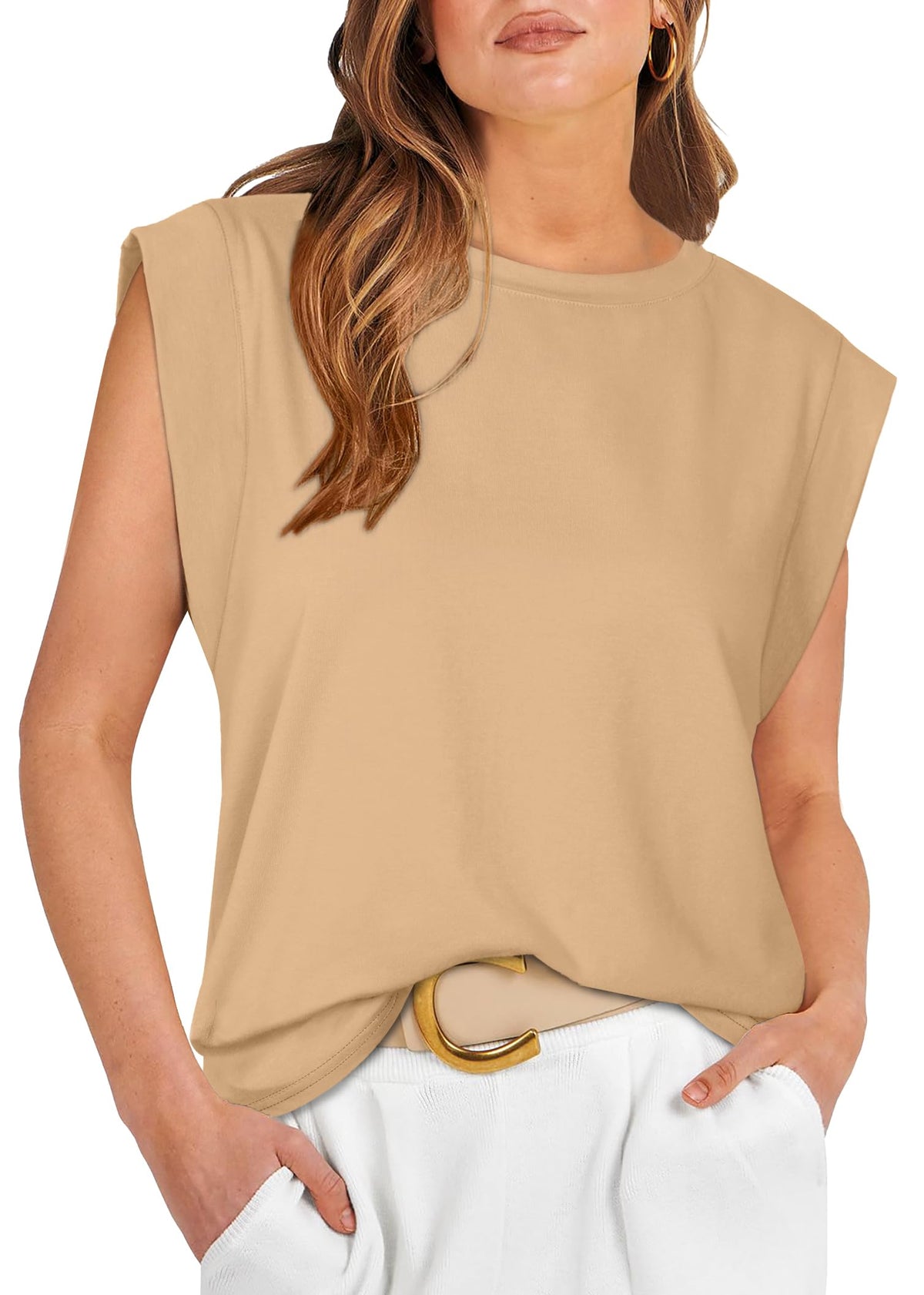 WIHOLL Cap Sleeve Tops for Women Summer Top Basic Tee Shirts Business Casual Tank Loose Fit 2026 Fashion