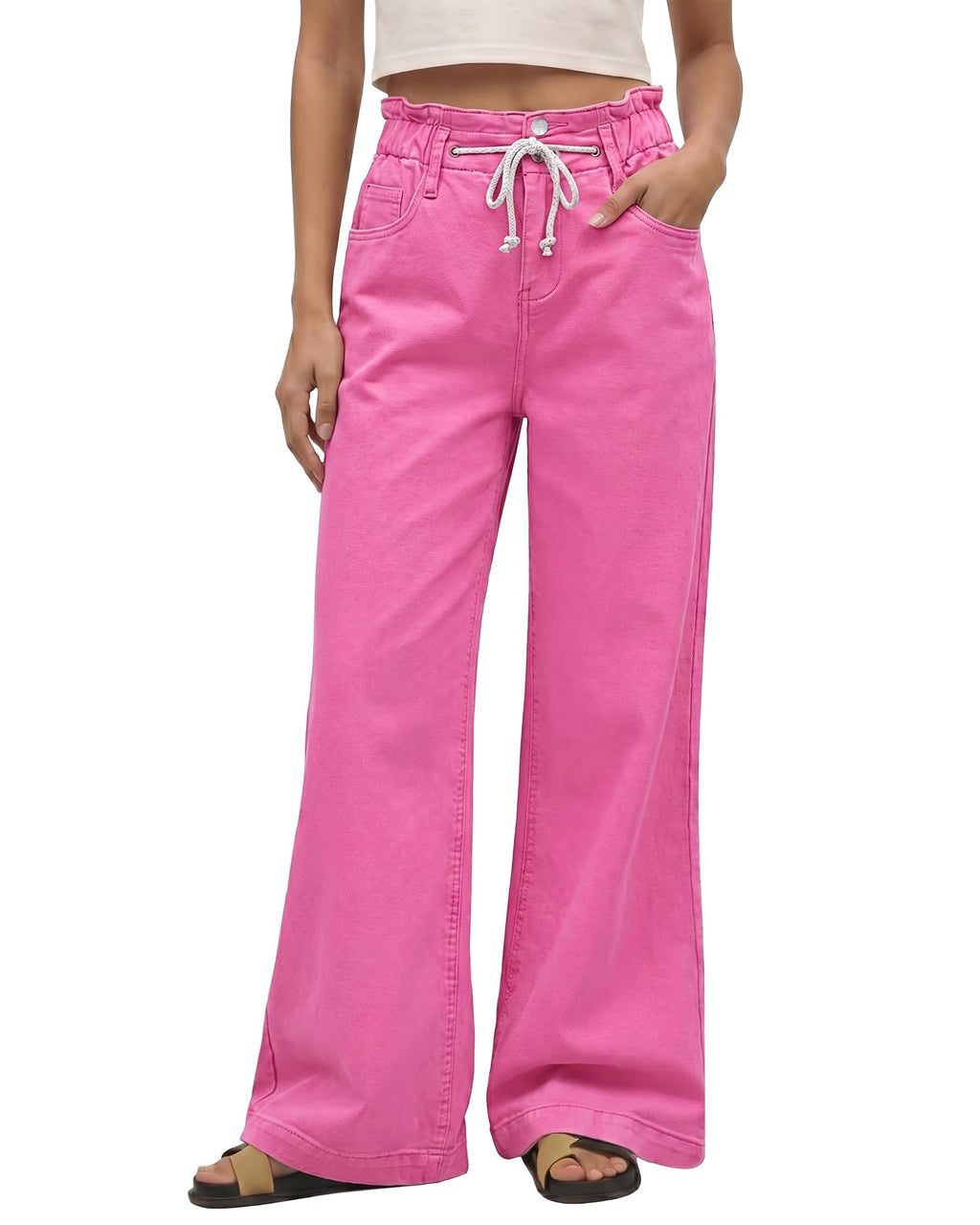GRAPENT Wide Leg Jeans for Women Stretch High Wasited Elastic Waist Bell Bottom Baggy Y2K Pants