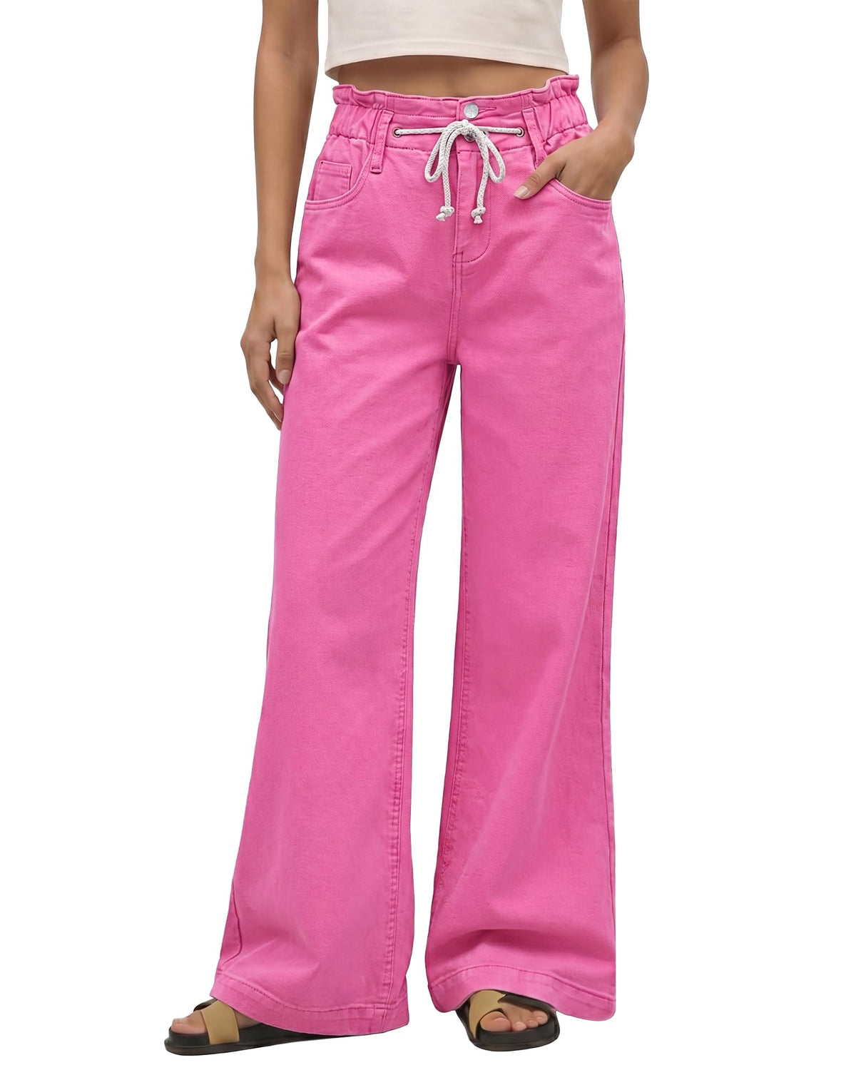 GRAPENT Wide Leg Jeans for Women Stretch High Wasited Elastic Waist Bell Bottom Baggy Y2K Pants