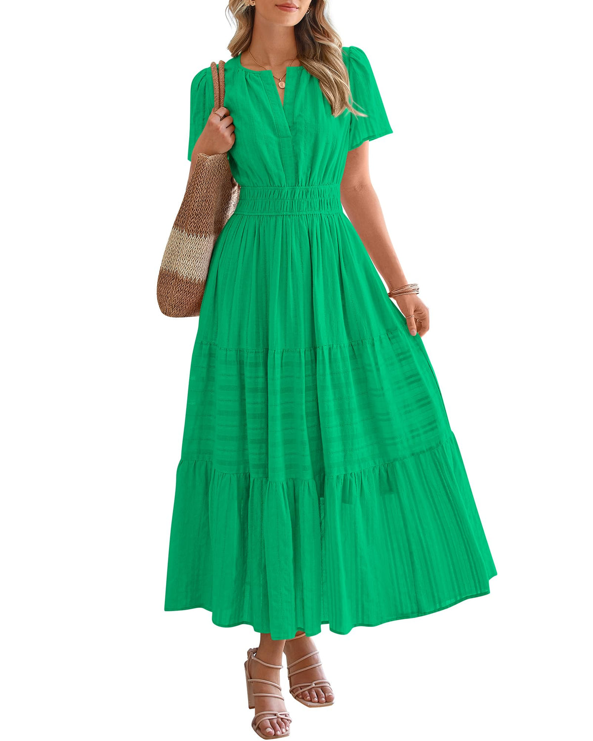 BTFBM Womens Summer 2026 Casual Maxi Dresses Lightweight Short Sleeve Dress