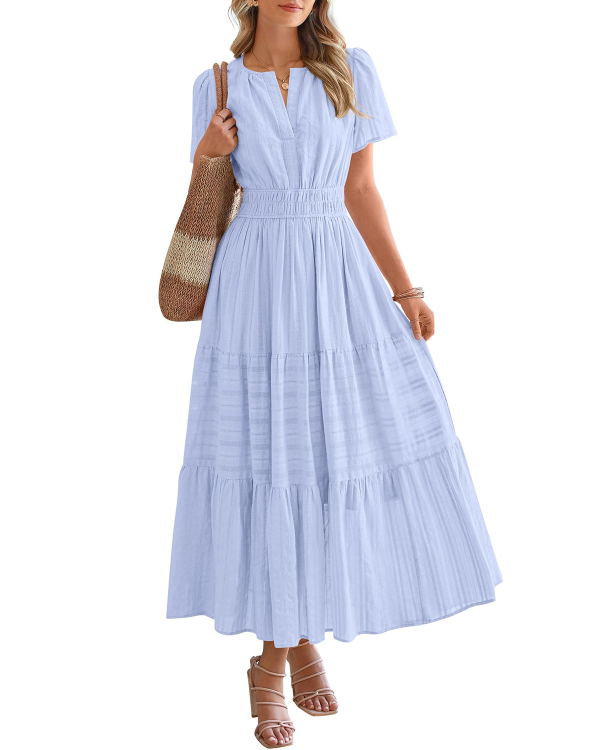 BTFBM Womens Summer 2026 Casual Maxi Dresses Lightweight Short Sleeve Dress