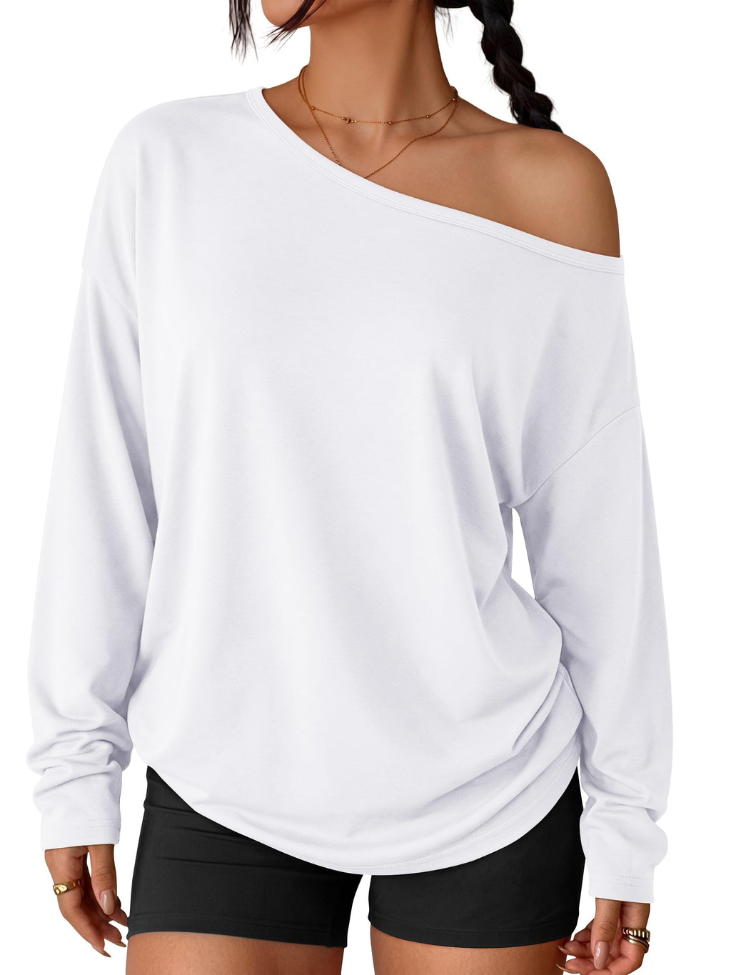Trendy Queen Womens Off The Shoulder Oversized Tops