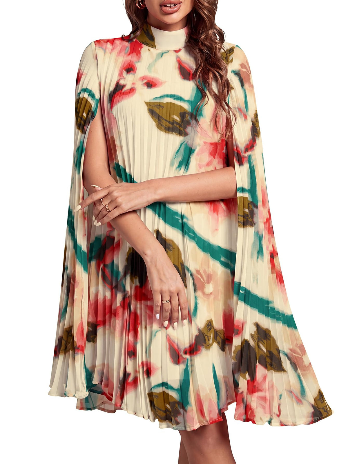 Rooscier Women's Cloak Sleeve Party Midi Dress