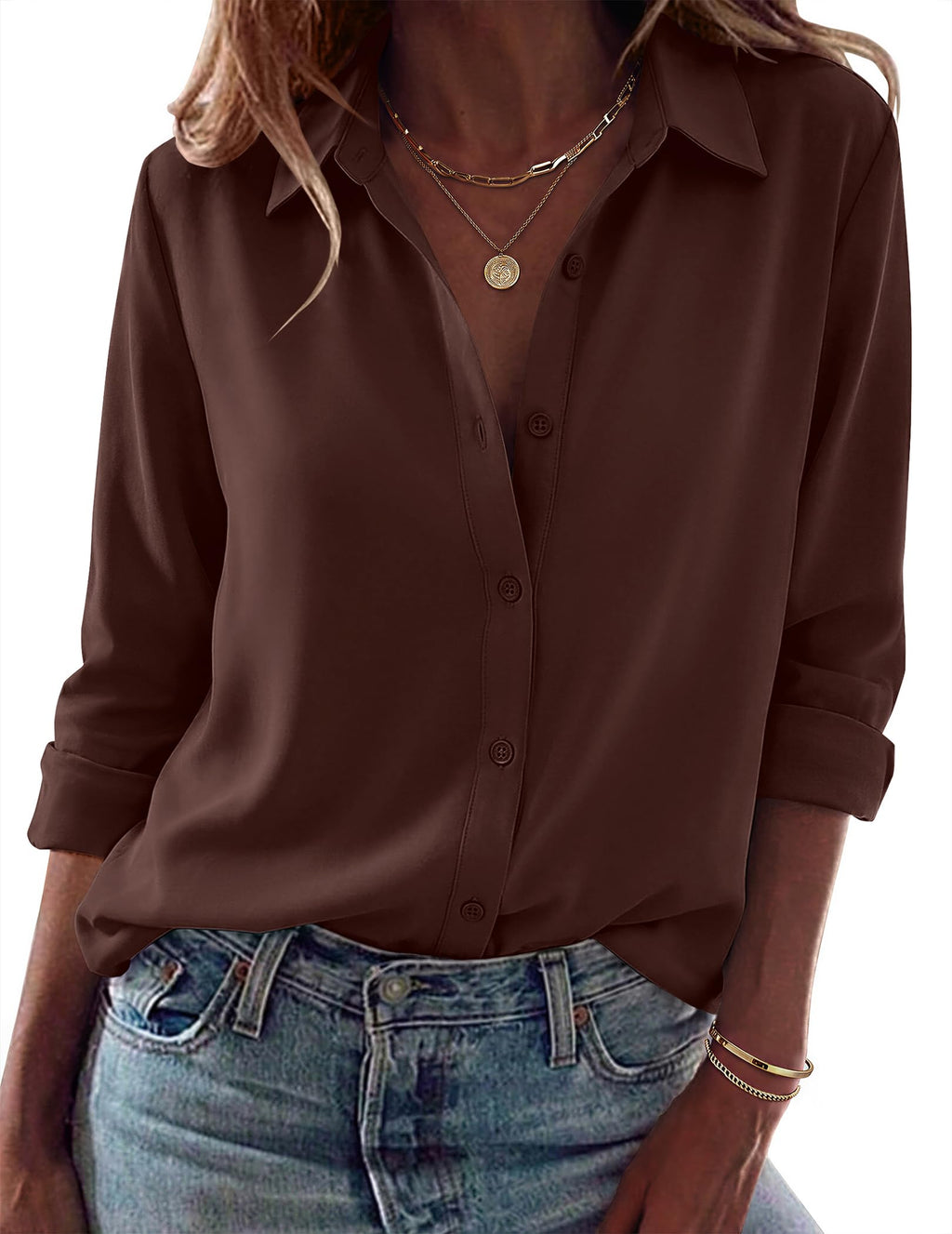 Zeagoo Blouses for Women Dressy Casual Long Sleeve Button Down Shirts Tops